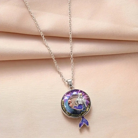 Women's Creative Mermaid Crystal Pendant Necklace