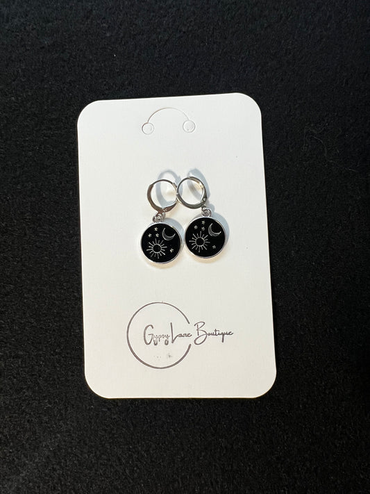 Sun and Moon Dangling Earrings