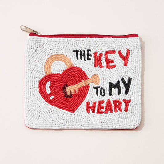 "THE KEY TO MY HEART" Valentine's Day Coin Pouch